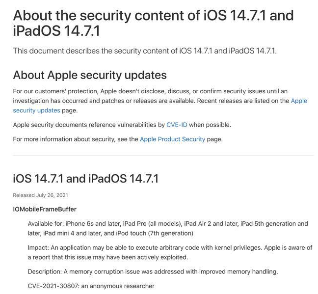 佛罗镇苹果手机维修分享iOS 14.7.1 正式版更新内容及升级方法 