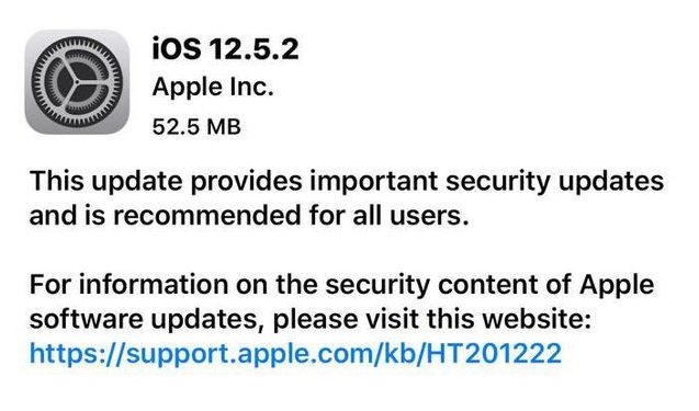 佛罗镇苹果手机维修分享iOS12.5.2发布，建议所有老苹果用户安装 